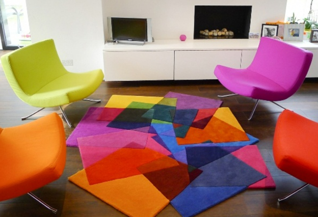 colourful, irregular shapes modernise a room