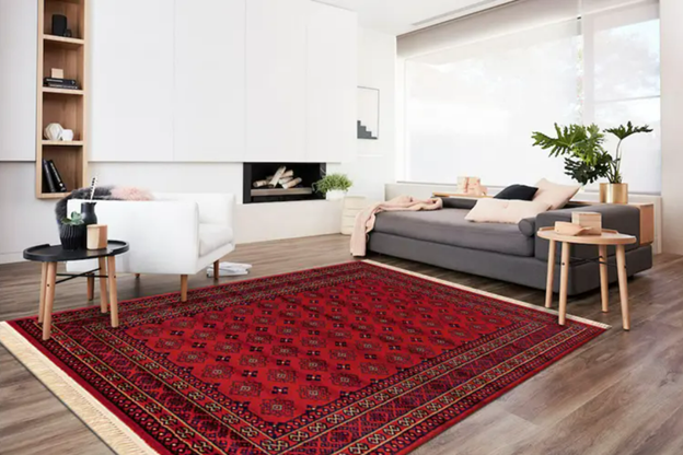 traditional geometric carpet in contemporary decoration
