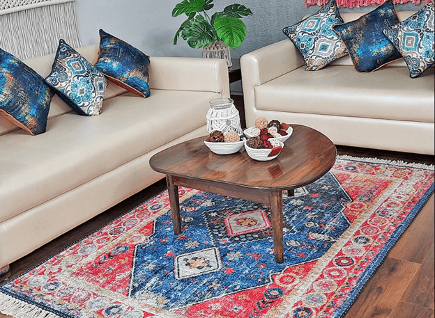 distressed rugs can be used in contemporary decoration